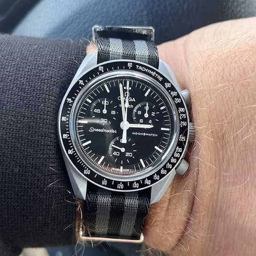 Vista 5 de Correa de reloj para Omega X Swatch Moonswatch Correa de reloj Speedmaster 20MM de liberación rápida de goma de repuesto