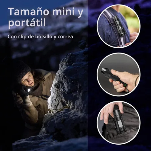 Vista 5 de Linterna UV MOWETOO con luz negra de 395 nm y luz blanca