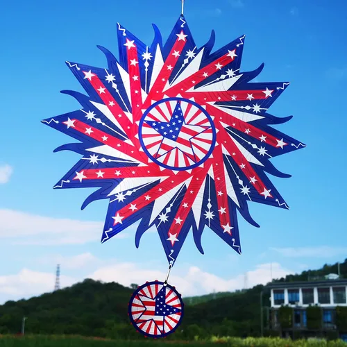 Vista 4 de DJUAN Decoraciones del 4 de julio, 30cm Bandera americana patriótica giratoria de viento del 4 de julio para exterior, Giratorias de viento