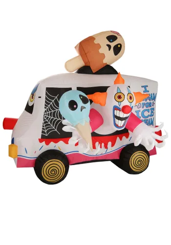 Vista 8 de Decoración Inflable de Halloween Camión de Helados Payaso Asesino de 8FT Sweet Shrieks Multicolor