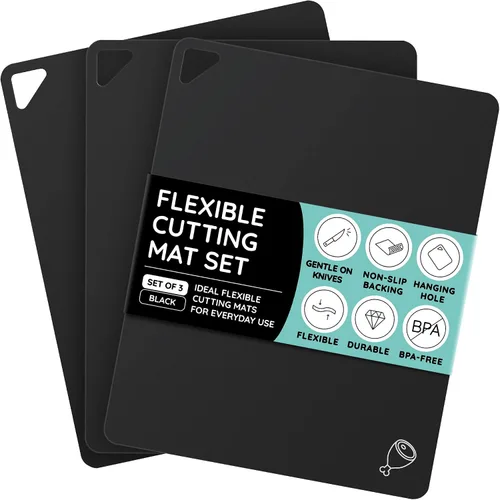 Vista 11 de Tablas de cortar flexibles extra gruesas para cocina, alfombrillas de corte para cocinar, juego de alfombrillas de corte de colores, láminas