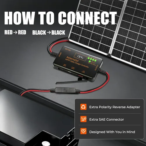 Vista 4 de Controlador de carga solar MPPT 12V 10A para baterías LiFePO4, AGM y gel