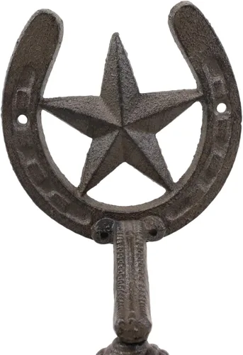 Vista 2 de Ebros Gift Campana de hierro fundido rústico vintage con estrella occidental para puerta, pared, cena, patio, campanas al aire libre