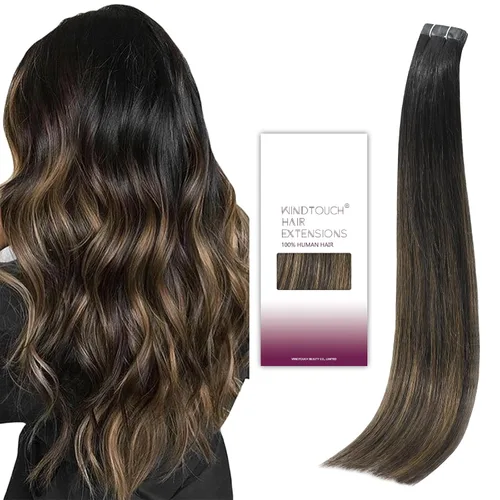 Vista 19 de WindTouch Extensiones de cabello humano con cinta adhesiva, color rojo, 20 unidades, 14 pulgadas, #rojo, 1.06 oz