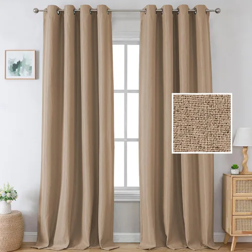 Vista 16 de H.VERSAILTEX Cortinas opacas de lino de 45 pulgadas de largo para dormitorio/sala de estar con aislamiento térmico con ojales, cortinas de lino
