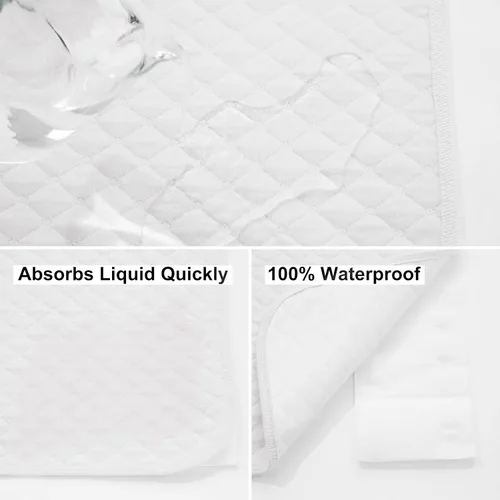 Vista 6 de Pleasant Boulevard Forro portátil impermeable para cambiador de bebé, lavable y reutilizable, hecho con TPU transpirable, 27 x 13 pulgadas Blanco