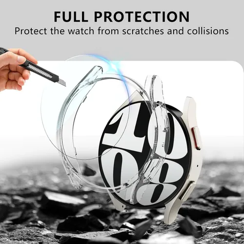 Vista 3 de Protector de pantalla clásico para Samsung Galaxy Watch 6 de 1.732 in, [5+5 unidades] Parachoques de policarbonato duro y película protectora