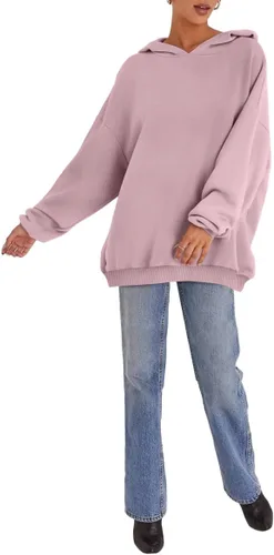 Vista 4 de EFAN Sudaderas con capucha de gran tamaño para mujer, sudaderas de forro polar con capucha, suéteres casuales y cómodos, ropa de moda de otoño 2023