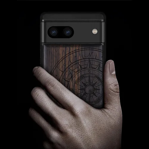 Vista 2 de Carveit Funda de madera para Pixel 8a - Madera natural y negro suave TPU a prueba de golpes - Funda de madera única compatible con Google Pixel 8a