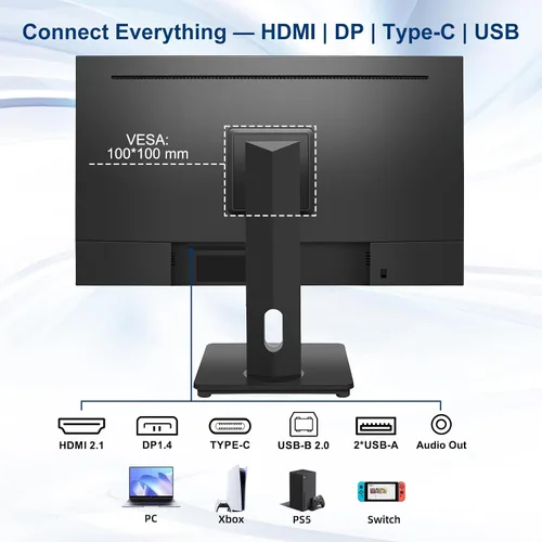 Vista 8 de Monitor de pantalla táctil, monitor de pantalla táctil de 27 pulgadas QHD 2560 x 1440 100Hz, monitores de pantalla táctil con 10 puntos táctiles