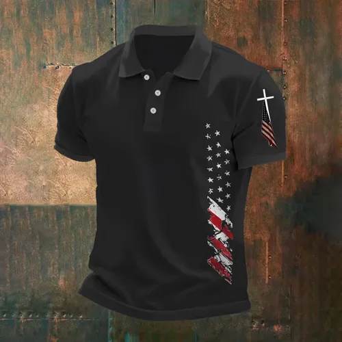 Vista 2 de GOKKILRW Camisas polo con la bandera estadounidense para hombre, camisetas potrióticas para el Día de los Caídos, manga corta, cuello de trabajo