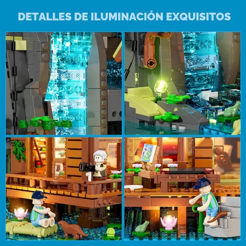 Vista 4 de Lumibricks Waterfall-Cabin Lighting - Juego de 2539 piezas de luz LED retro de cascada para adultos y coleccionistas de edificios de arquitectura