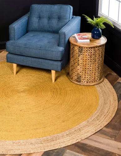 Vista 22 de Unique Loom Colección de yute trenzado de calidad clásica hecha natural tejida a mano con detalles de color sólido, alfombra rectangular de 2 pies 0