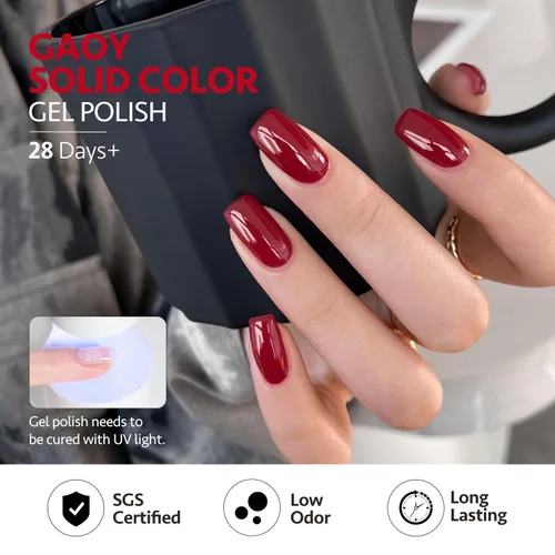 Vista 5 de GAOY Berry Collection - Esmalte de uñas en gel, color rosa intenso, borgoña, rojo, cereza y magenta, kit de esmalte de uñas para manicura de salón