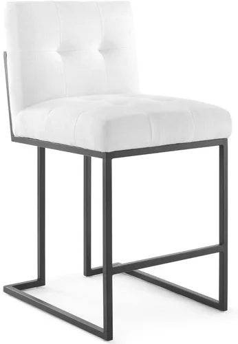 Vista 11 de Modway Privy Taburete tapizado de tela de acero inoxidable negro, beige