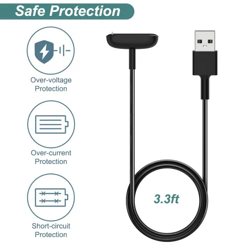 Vista 6 de Cargador para Fitbit Luxe/Charge 6/Charge 5 Fitness Tracker (3.3 pies/3.3 ft) Cable de carga de repuesto para pulsera Fitbit Charge 6/Charge 5/Luxe