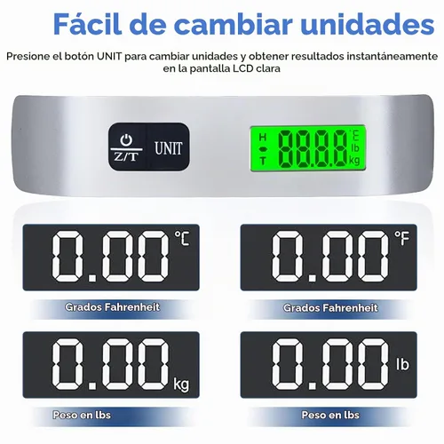 Vista 4 de WGGE Báscula digital para equipaje, 110 lb/50 kg, pantalla LCD