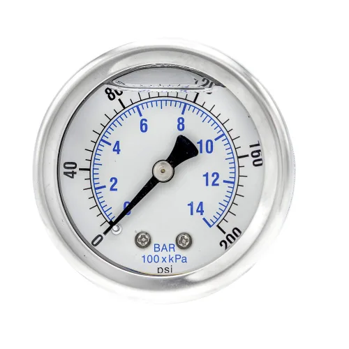 Vista 7 de PIC Gauges 202L-204M Medidor de presión relleno de glicerina con carcasa SS/bisel, internos de latón, lente de PC, dial de 2 pulgadas, rango