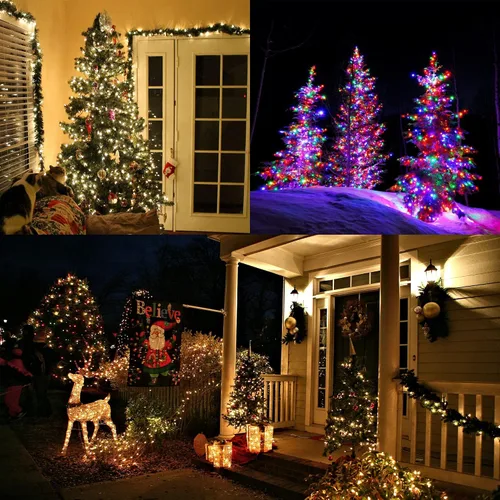 Vista 2 de LYHOPE Luces de Navidad, 98.4 pies, 300 luces LED de hadas de Navidad, luces blancas cálidas y multicolor, con control remoto, 11 modos, luces