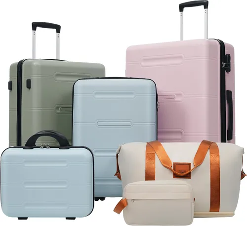Vista 17 de Merax 3 piezas expandible ABS Hardshell equipaje Sets Spinner Wheel Maleta TSA Lock Suit Case, Apertura frontal negra, Juego de 2 piezas, Maleta