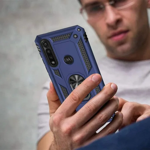 Vista 6 de Yiakeng Funda para Moto G Power 2020, Motorola G Power 2020 con protector de pantalla, fundas protectoras de grado militar con anillo para Moto G