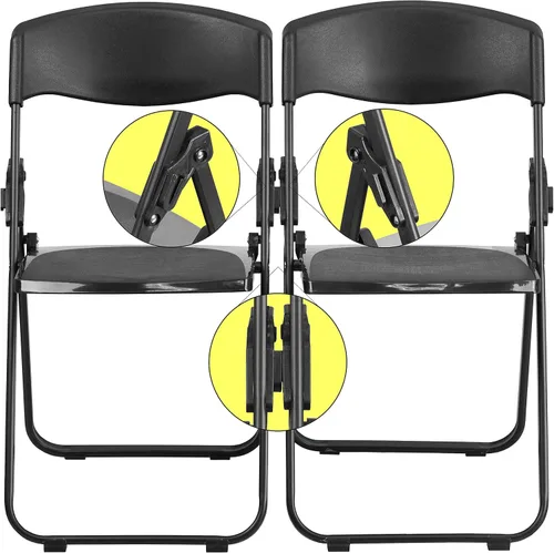 Vista 15 de Flash Furniture HERCULES Series - Silla plegable de plástico negro resistente con soportes integrados