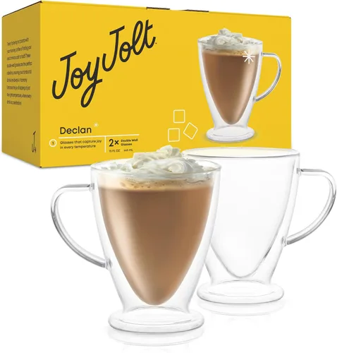 Vista 8 de JoyJolt Declan Irish - Tazas de café de vidrio con aislamiento de doble pared (juego de 2) -15 onzas