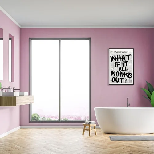 Vista 6 de Arte de pared de periódico en blanco y negro ¿Y si todo sale bien? Pósteres en lienzo Frases positivas afirmativas inspiradoras Pintura para sala