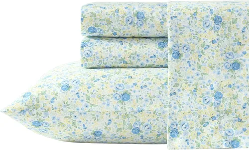 Vista 13 de Laura Ashley - Juego de sábanas individuales con sábana bajera y funda de Bettinas Blooms Rojo