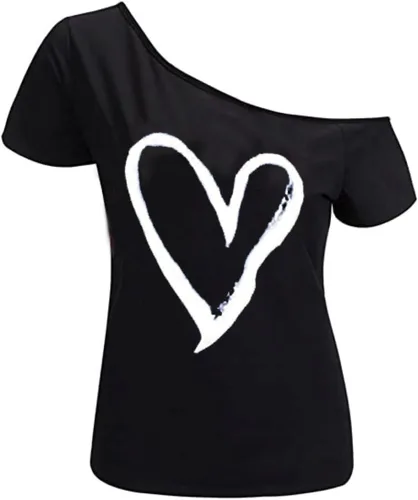 Vista 28 de MAGICMK - Camiseta casual para mujer, con estampado de labios y hombro descubierto, talla extragrande