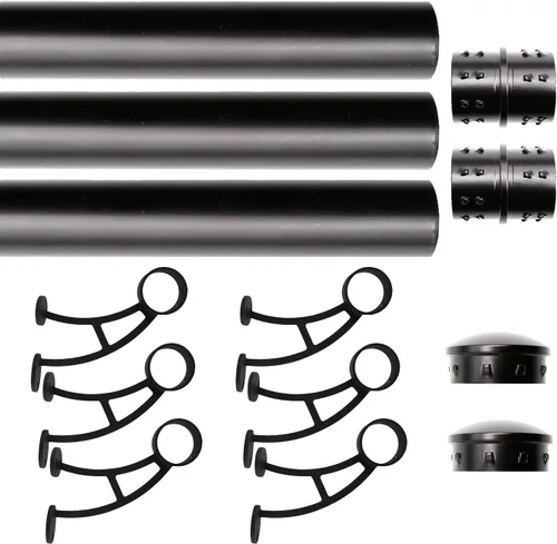 Vista 5 de Kit de riel de pie de montaje en barra sólida, tubo de acero inoxidable negro mate con conector interno, soporte de riel de pie de montaje en barra