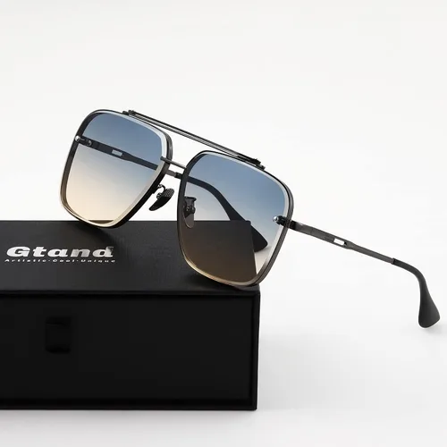 Vista 4 de Gtand Gafas de sol cuadradas de gran tamaño con degradado de aviador para hombres y mujeres gafas de sol de metal vintage de 2480in