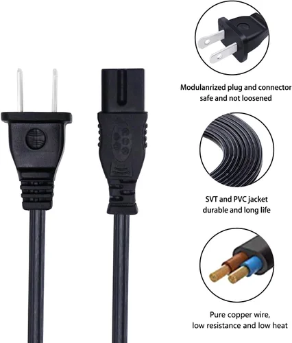 Vista 3 de Cable de alimentación de repuesto para máquina de coser cantante Quantum Stylist 7256 7258 7412 9960 9940 1500 3400 2210 9240 Brilliance 6199 6180