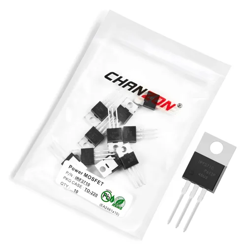 Vista 93 de Chanzon 2N60 TO-220AB NMOS MOS N-Channel Power MOSFET Transistor, alto voltaje y corriente nominal, (paquete de 10 unidades)