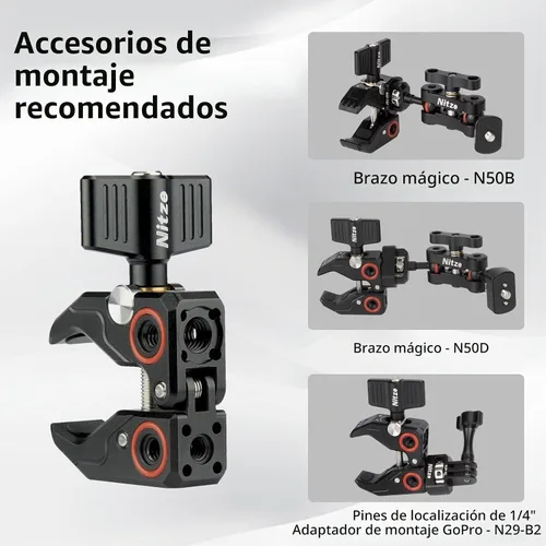 Vista 6 de Nitze Super Clamp para cámara con tornillos y adaptadores de rosca - N18A