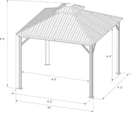 Vista 7 de Kozyard Caesar - Cenador de techo rígido de 10 x 10 pies, pabellón permanente de metal con malla y cortinas sombreadas para patio, patio trasero