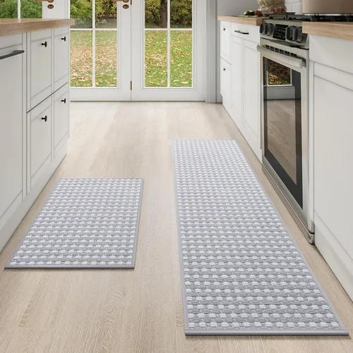 Vista 38 de YDKGL Alfombras de cocina antideslizantes y lavables, color negro, 17 x 30