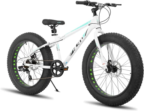 Vista 12 de Hiland - Bicicleta de montaña con neumáticos gruesos de 20 pulgadas para niños y niñas de 5 años en adelante, Shimano de 7 velocidades, freno