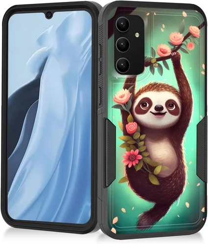 Vista 10 de Funda para Galaxy A14 5G, resistente de doble capa híbrida de policarbonato duro, goma suave, a prueba de golpes, funda protectora resistente