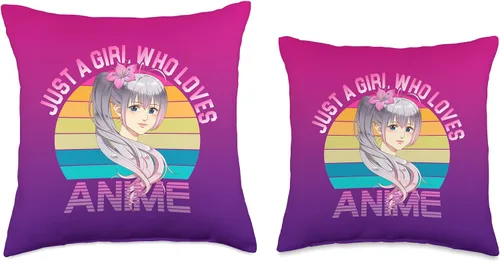Vista 3 de Japanese Manga Anime Otaku Love Stuff Just A Girl Who Loves Anime - Almohada japonesa con diseño de flor de lirio, 16.0 x 16.0 in, multicolor