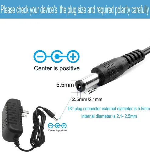 Vista 2 de Fuente de alimentación de 12 voltios, adaptador de 1.5 A, adaptador de CA/CC 100-240 V 50/60 Hz a CC 12 V 1.5 Amp, conectividad de enchufe de CC