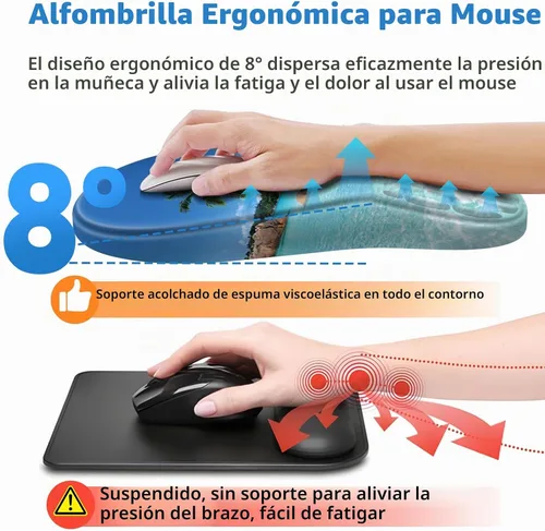 Vista 4 de YIWEI Alfombrilla ergonómica para mouse con reposamuñecas para aliviar