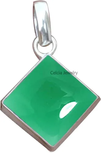 Vista 19 de Colgante de plata de ley 925 maciza para hombres y mujeres, auténtico ónix negro plano, cuadrado, colgante único hecho a mano para ella y él