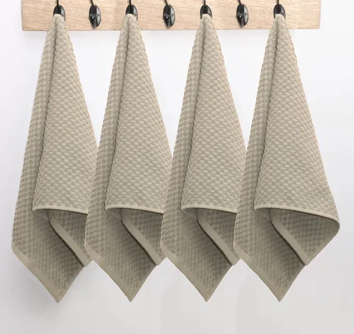 Vista 2 de COTTON CRAFT - Juego increíble de toallas de cocina - Juego de 8 toallas de rizo - 100% algodón Euro Café con textura gofré - Toalla de cocina Beige