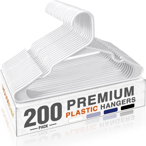 Vista 9 de HOUSE DAY Perchas de Plástico Premium Paquete de 10, Perchas para Ropa que Ahorran Espacio, Colgador Resistente para Abrigos - Organizadores