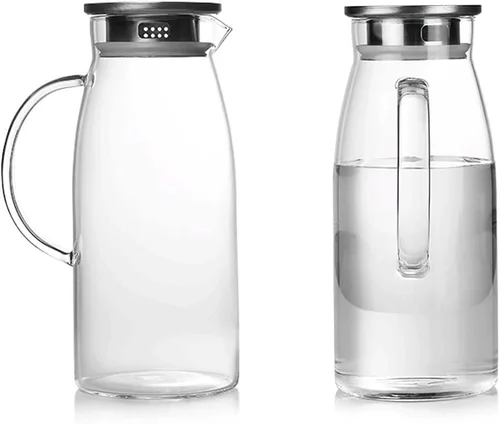 Vista 4 de Jarra alta de vidrio de borosilicato, jarra de cristal para té caliente y frío.