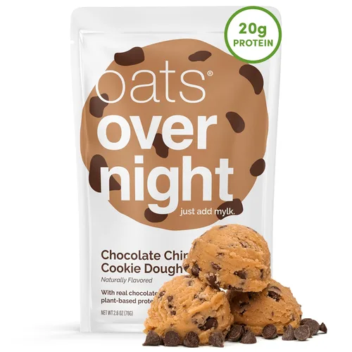 Vista 8 de Oats Overnight - Chocolate Chip Cookie Dough - Batido de desayuno alto en fibra, vegano, con 20 g de proteína, sin gluten, sin OGM