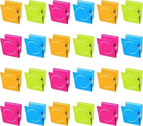 Vista 9 de Grtard Paquete de 8 clips magnéticos coloridos, clips magnéticos fuertes para nevera, clips magnéticos de metal para refrigerador, taquilla, pizarra