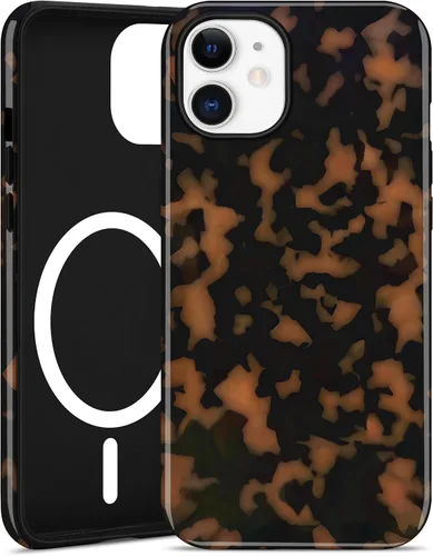Vista 133 de Jusy Compatible con MagSafe Brown Tortoise Shell Print Phone Case para iPhone 7/8/SE, funda protectora magnética de lujo de TPU suave