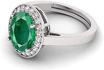 Vista 4 de LMDPRAJAPATIS Anillo ajustable con forma ovalada de plata de ley 925 con certificado de laboratorio de Ratti Natural 10.25